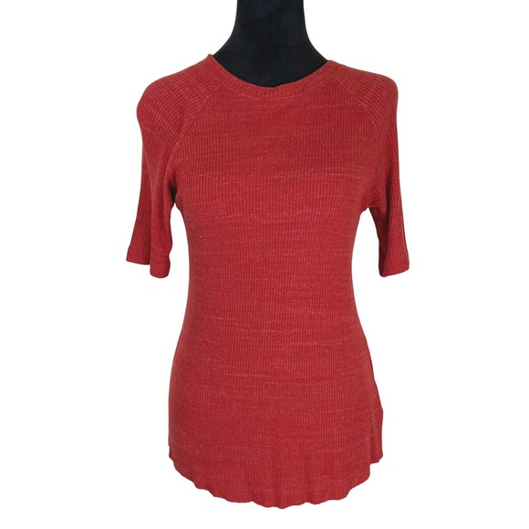 Ag Adriano Goldschmied Tops - Adriano Goldschmied Short Sleeve Ribbed Knit Tee Rust Women's Small Boho Casual